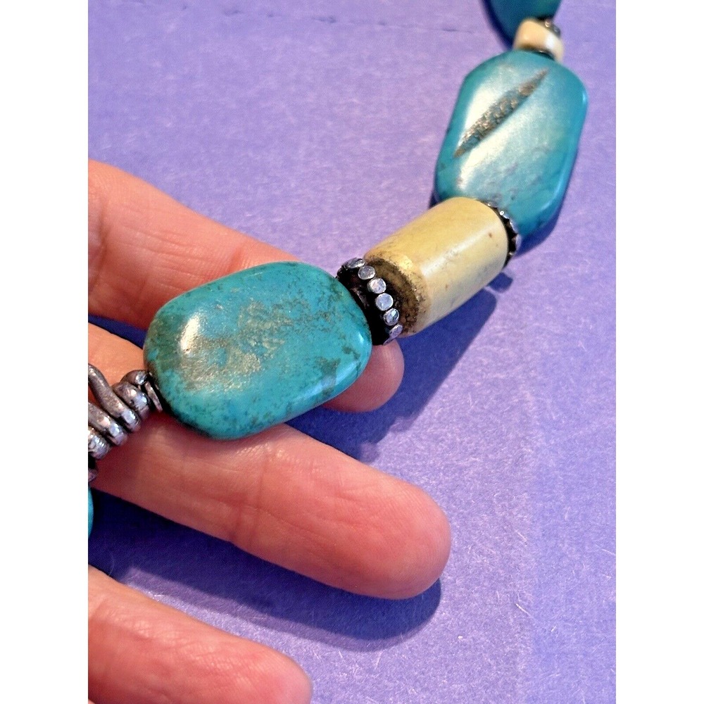 Necklace Turquoise Butterscotch Quartz Sterling Silver 999 Toggle Statement - Picture 12 of 16